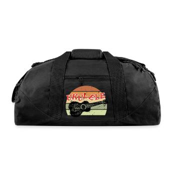 Retro Sunset Ukulele Distressed Drawing - Recycled Duffel Bag - black - Front