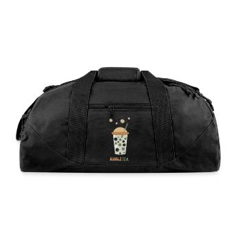 Bubble Tea Design with text - Recycled Duffel Bag - black - Front