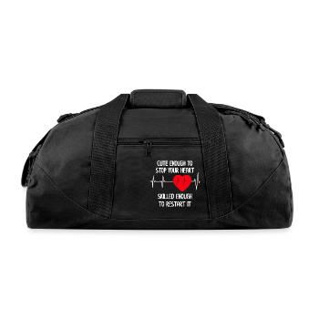 Cute Enough To Stop Your Heart. Skilled Enough To - Recycled Duffel Bag - black - Front