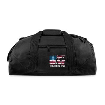 Wrestling Dad Distressed Father Wrestling - Recycled Duffel Bag - black - Front