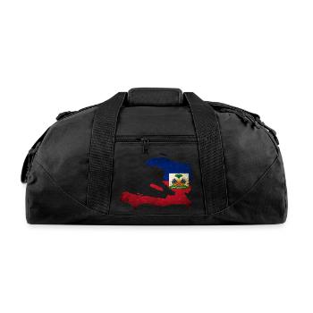 Haiti Flag Map - Recycled Duffel Bag - black - Front