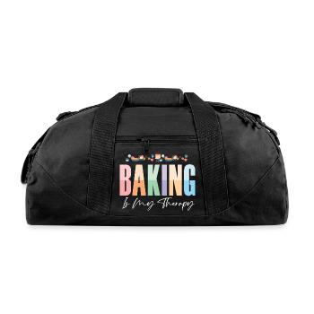 Baking is my Therapy 1b - Recycled Duffel Bag - black - Front