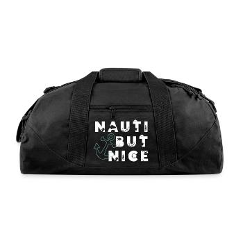 Nauti But Nice Nautical Sailing Pun - Recycled Duffel Bag - black - Front