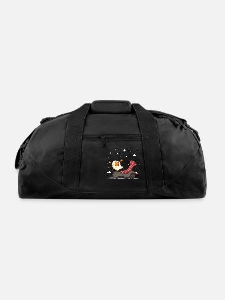 A fried egg and a bacon trip Stargazing together - Recycled Duffel Bag - black