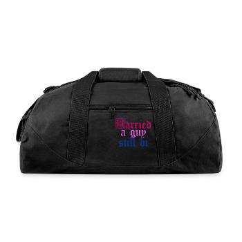 Married a guy still bi - Recycled Duffel Bag - black - Front