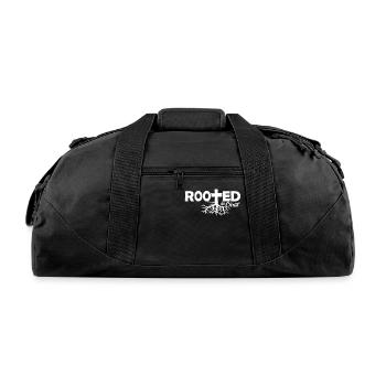 Rooted in Christ Religious Gift - Recycled Duffel Bag - black - Front