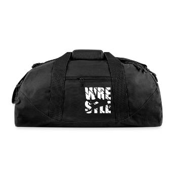 Wrestle design wrestle and wrestling - Recycled Duffel Bag - black - Front