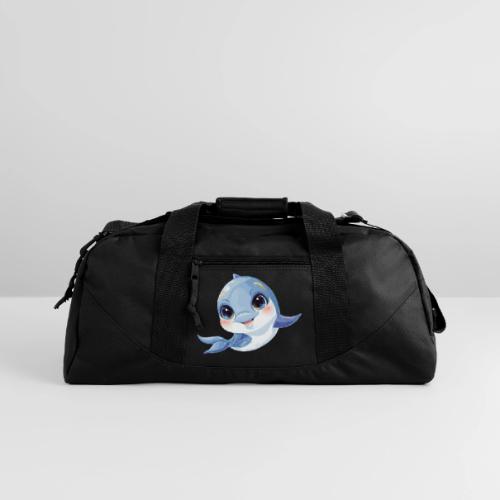 Joyful Blue-White Baby Dolphin - Recycled Duffel Bag