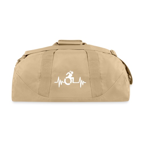 Wheelchair girl with a heartbeat. frequency # - Recycled Duffel Bag