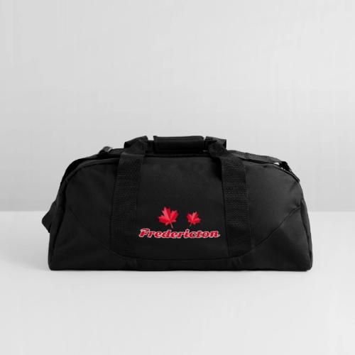 Fredericton with two red maple leaves - Recycled Duffel Bag