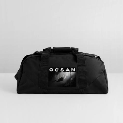 Ocean: Monochrome descent of a scuba diver - Recycled Duffel Bag