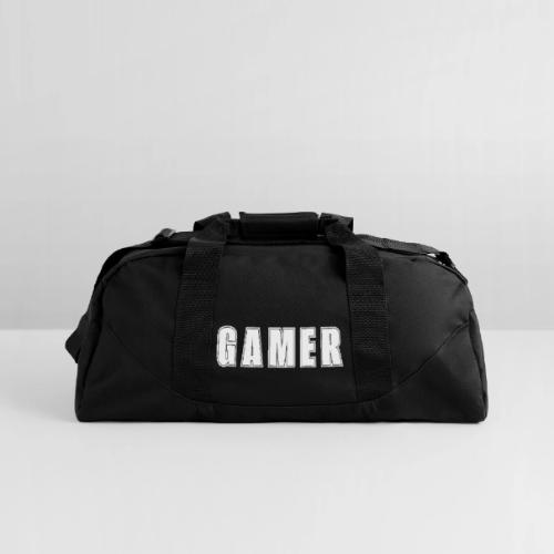 Gamer Collegiate White Text Design - Recycled Duffel Bag