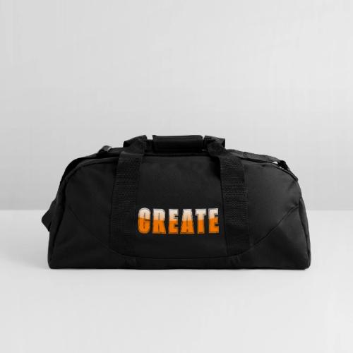 CREATE Vibrant Orange Bold Word Graphic - Recycled Duffel Bag