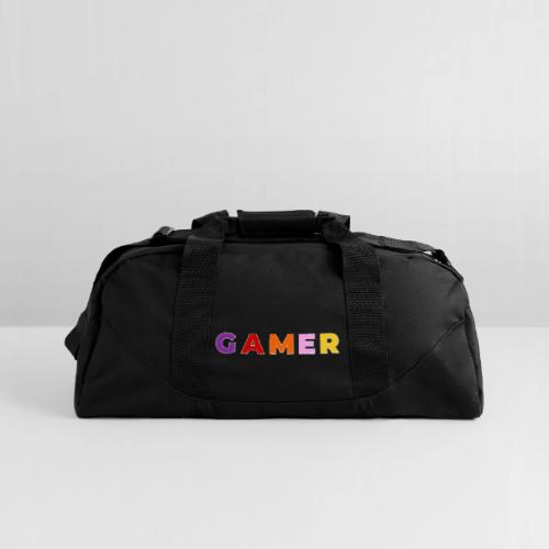 Multicolor GAMER Typography Design - Recycled Duffel Bag