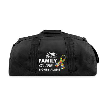 In This Family No One Fights Alone T-Shirt - Recycled Duffel Bag - black - Back