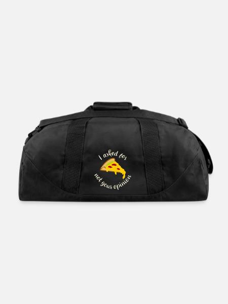 I asked for pizza not your opinion - Recycled Duffel Bag - black