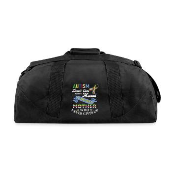 Autism Come With A Mother t- Shirt - Recycled Duffel Bag - black - Back