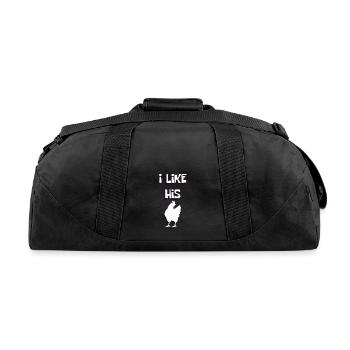 Paarshirt I like His cock Funny love gift - Recycled Duffel Bag - black - Back