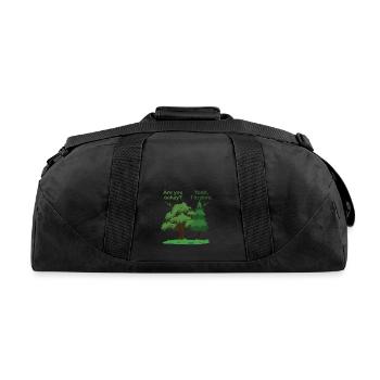 Oak Pine Tree Funny Pun Okay Fine Oakay Pine Trees - Recycled Duffel Bag - black - Back