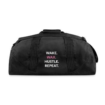 Womens Wake Wax Hustle Repeat Esthetician Waxing - Recycled Duffel Bag - black - Back