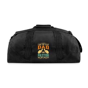 Pastor Dad Funny Religious Father - Recycled Duffel Bag - black - Back