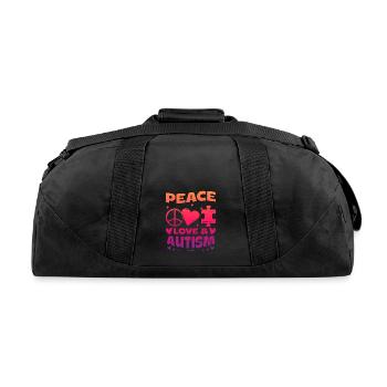 Peace love and autism - Recycled Duffel Bag - black - Back