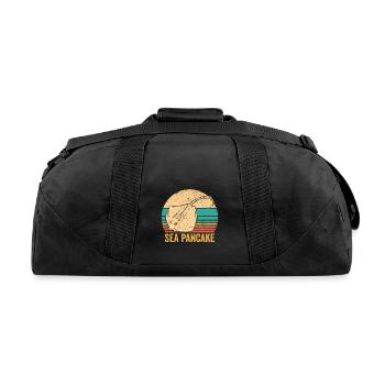 Funny Stingray Manta Ray Sea Pancake Retro - Recycled Duffel Bag - black - Back