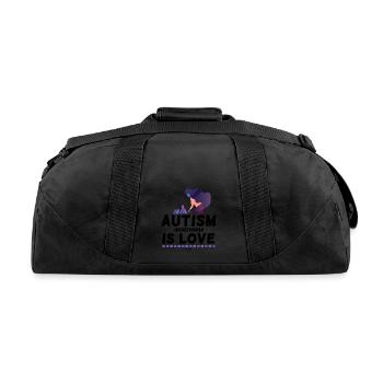 Autism Mother dear woman's daughter - Recycled Duffel Bag - black - Back