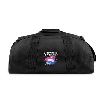 Bi In Winter Is A Bi-cicle Bisexual Rainbow Pride - Recycled Duffel Bag - black - Back