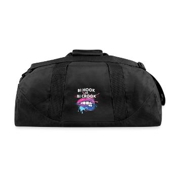 Bi Hook Or Bi Crook Bisexual Rainbow Pride Bisexua - Recycled Duffel Bag - black - Back