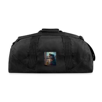 Self Conscious Worried Otter Funny Sea Otter Puns - Recycled Duffel Bag - black - Back