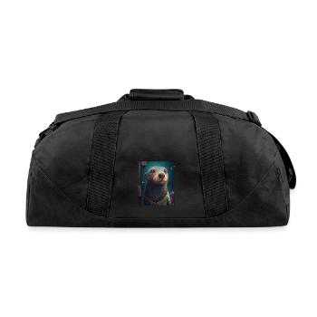 Self Conscious Worried Otter Funny Sea Otter Puns - Recycled Duffel Bag - black - Back