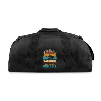 Wrestling Wrestle Retro Wrestler Funny Wrestling - Recycled Duffel Bag - black - Back