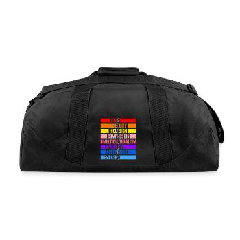 Inclusion Equality Kindness Acceptance - Recycled Duffel Bag - black - Back