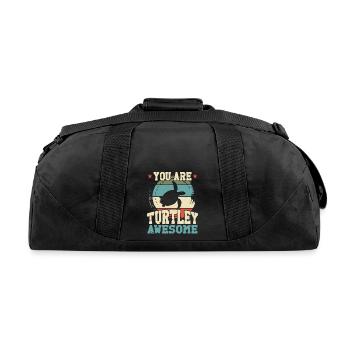 Sea Turtle Tortoise Pun Retro - Recycled Duffel Bag - black - Back