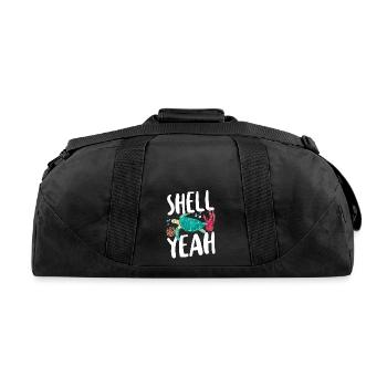 Sea Turtle Tortoise Pun Shell Yeah - Recycled Duffel Bag - black - Back