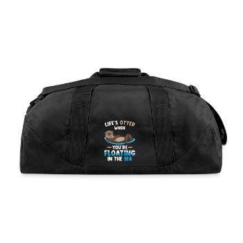 Sea Otter Lover Pun Funny - Recycled Duffel Bag - black - Back