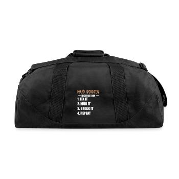 Mud Boggin Instruction Fix It Mud It Break It - Recycled Duffel Bag - black - Back
