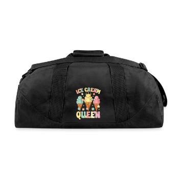 Groovy Ice Cream Girl Ice Cream Cone - Recycled Duffel Bag - black - Back
