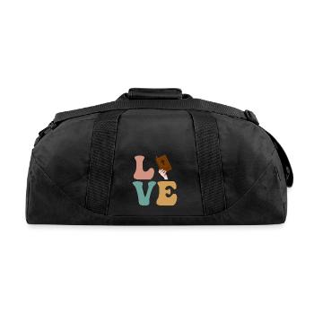 LOVE Bible Pastor Christian Religious - Recycled Duffel Bag - black - Back