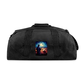 Hog Hunter Hog Hunting Starry Night Painting - Recycled Duffel Bag - black - Back