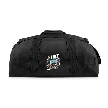 Jet Set Let's Go My First Plane Ride - Recycled Duffel Bag - black - Back