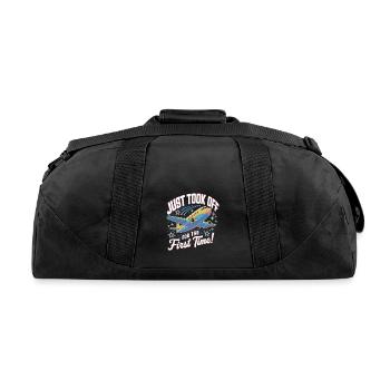 Just Took Off For The First Time My - Recycled Duffel Bag - black - Back