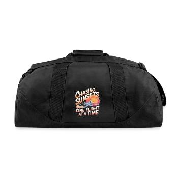 Chasing Sunsets My First Plane Ride - Recycled Duffel Bag - black - Back