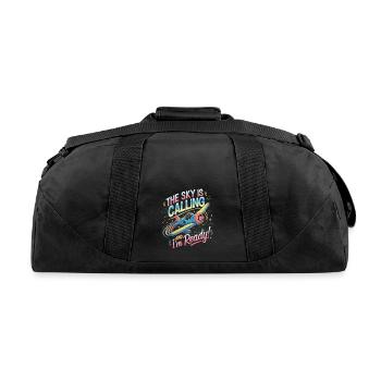 The Sky Is Calling My First Plane Ride - Recycled Duffel Bag - black - Back