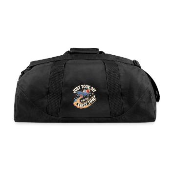 Just Took Off For My First Plane Ride - Recycled Duffel Bag - black - Back