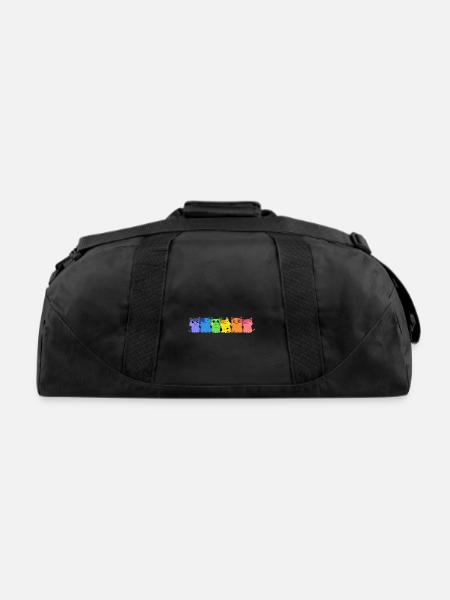 LGBT Cat Rainbow Gay Lesbian Colorful Kitty - Recycled Duffel Bag - black