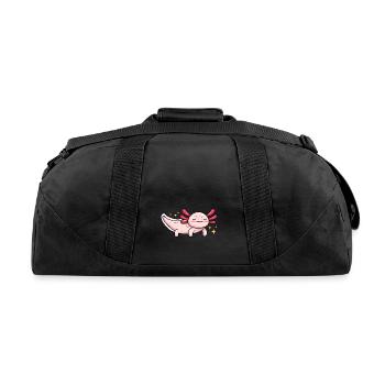 Speckled Leucistic Axolotl for Axolotl Lovers - Recycled Duffel Bag - black - Back