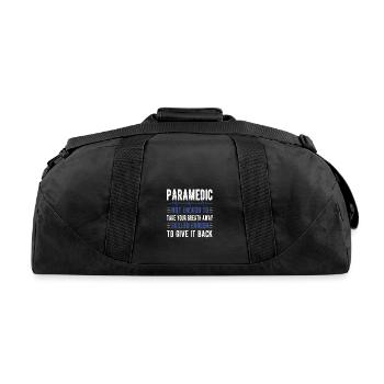 Paramedic EMS Week Funny Paramedic Gifts - Recycled Duffel Bag - black - Back