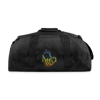 Bagpipe With Music Notes Bagpiper Player Bagpipe - Recycled Duffel Bag - black - Back